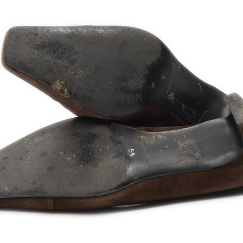 Marks & Spencer Womens UK Size 5.5 Brown Suede Wide Fit Shoes