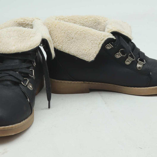 Jingpin Womens EU Size 37 Black Warm Fleece Pixie Boots