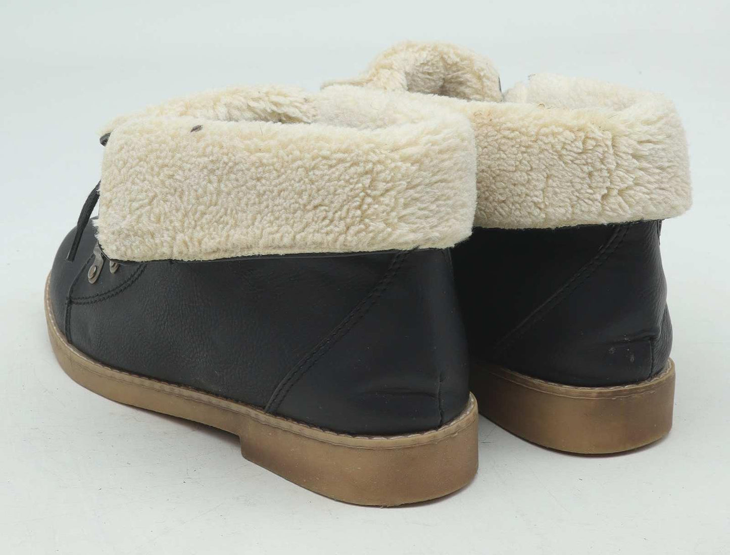 Jingpin Womens EU Size 37 Black Warm Fleece Pixie Boots