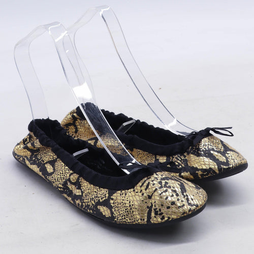 Flatmates Womens UK Size M Gold Fold Away Shoes Pumps