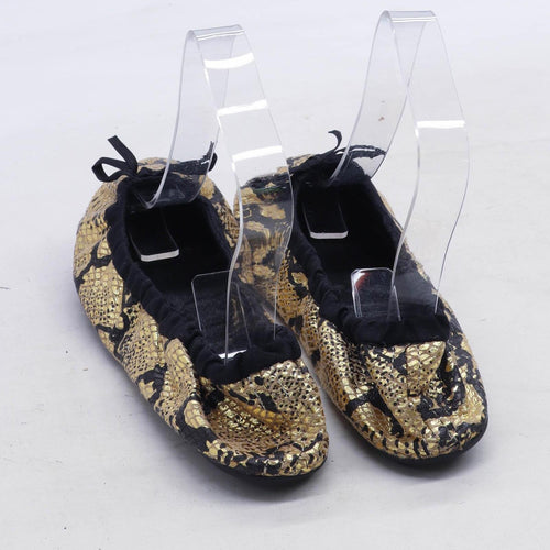 Flatmates Womens UK Size M Gold Fold Away Shoes Pumps