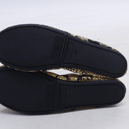 Flatmates Womens UK Size M Gold Fold Away Shoes Pumps