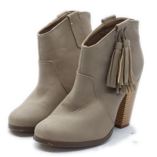 Just Fab Womens UK Size 5.5 Beige Leather Ankle Boots