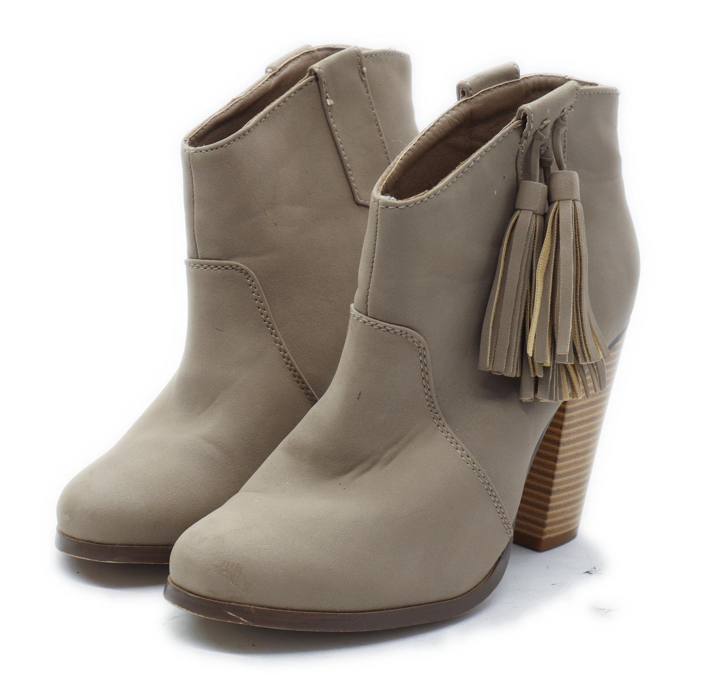 Just Fab Womens UK Size 5.5 Beige Leather Ankle Boots