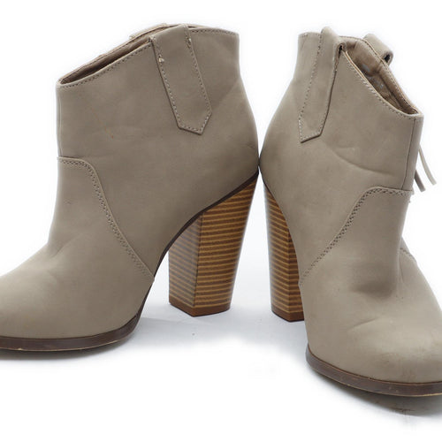 Just Fab Womens UK Size 5.5 Beige Leather Ankle Boots