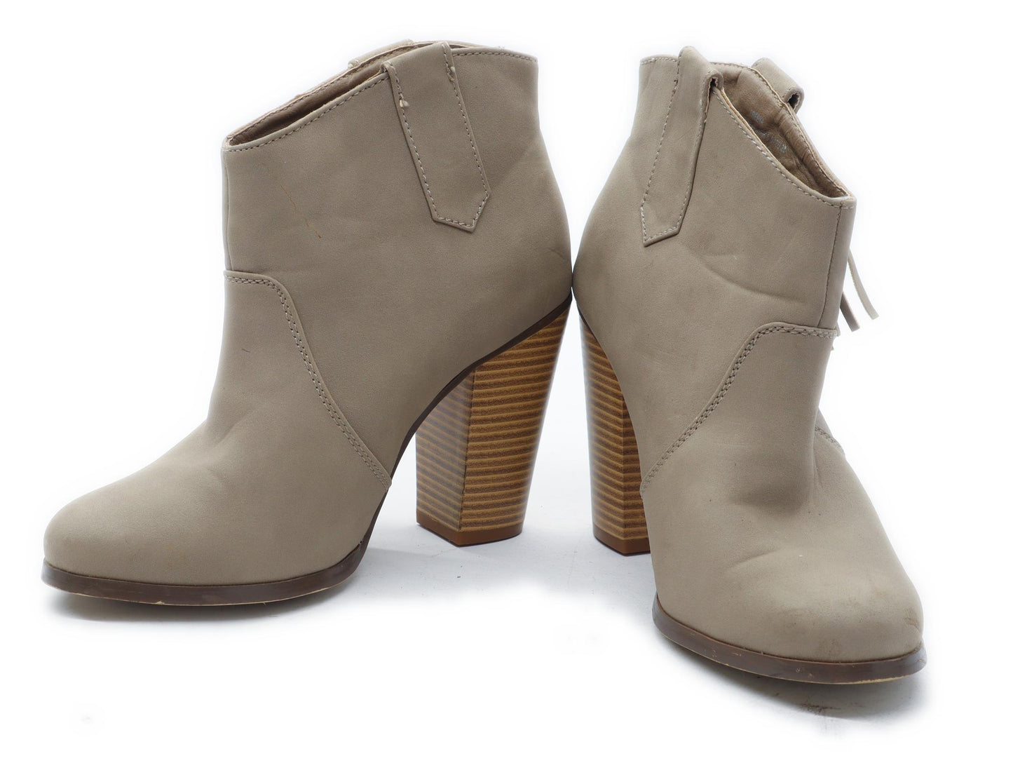 Just Fab Womens UK Size 5.5 Beige Leather Ankle Boots