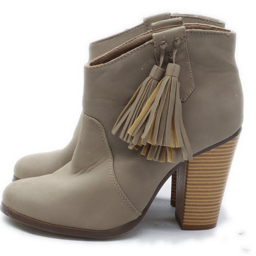 Just Fab Womens UK Size 5.5 Beige Leather Ankle Boots
