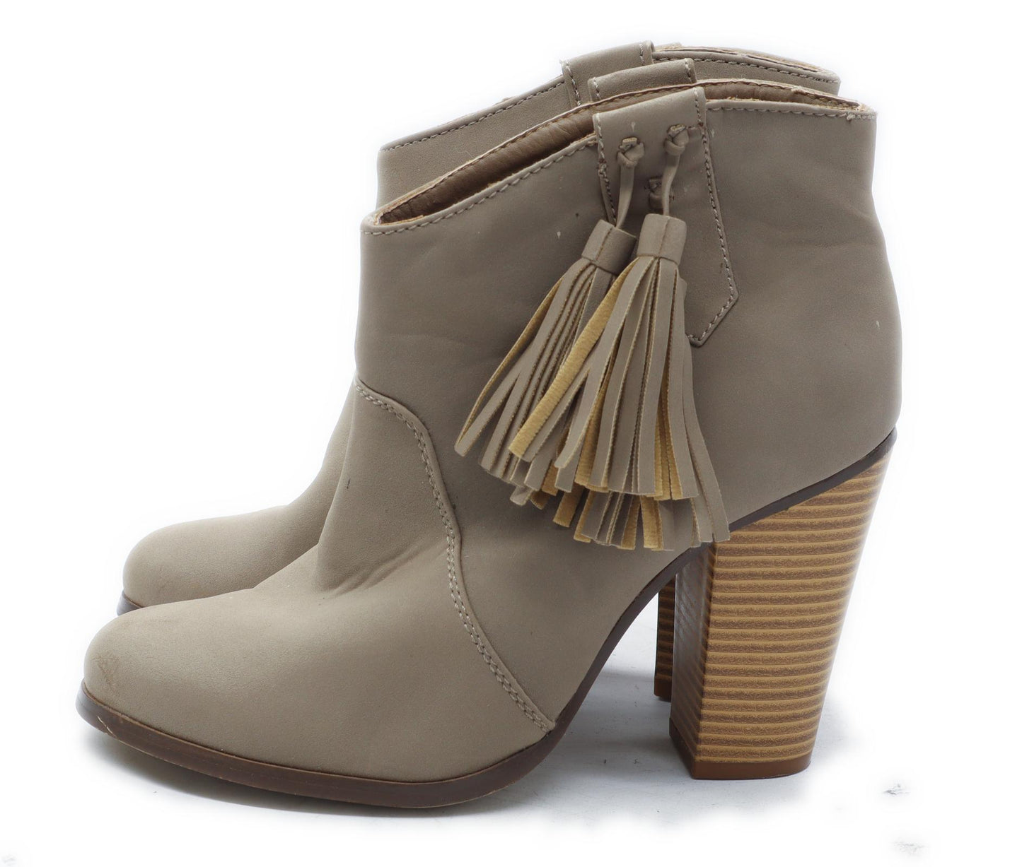 Just Fab Womens UK Size 5.5 Beige Leather Ankle Boots