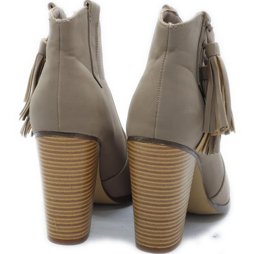 Just Fab Womens UK Size 5.5 Beige Leather Ankle Boots