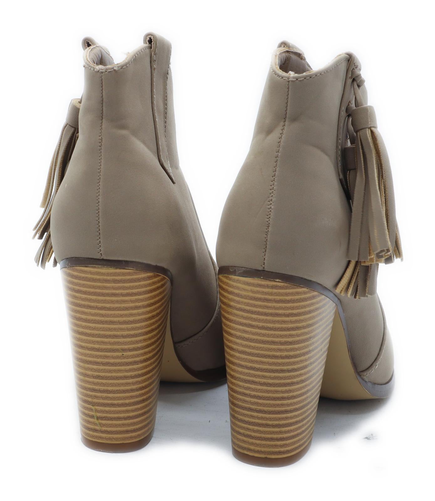 Just Fab Womens UK Size 5.5 Beige Leather Ankle Boots