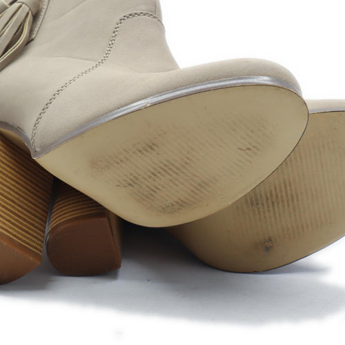 Just Fab Womens UK Size 5.5 Beige Leather Ankle Boots
