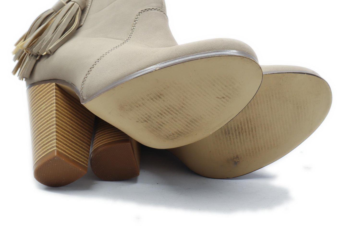 Just Fab Womens UK Size 5.5 Beige Leather Ankle Boots