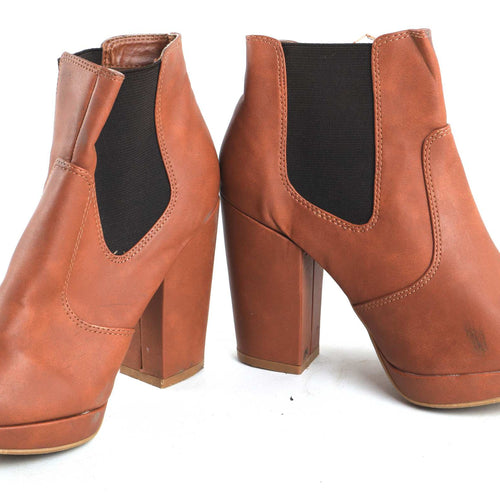 New Look Womens UK Size 3 Brown Leather Ankle Boots