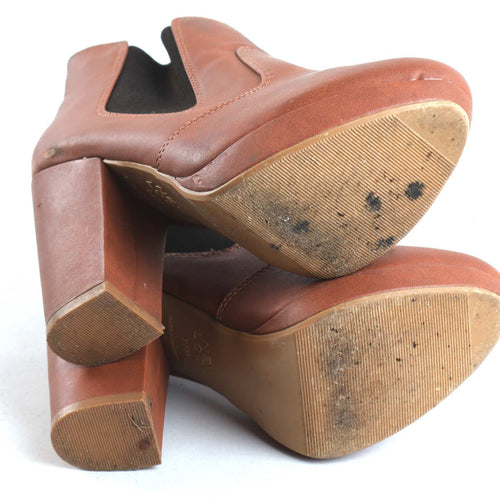 New Look Womens UK Size 3 Brown Leather Ankle Boots