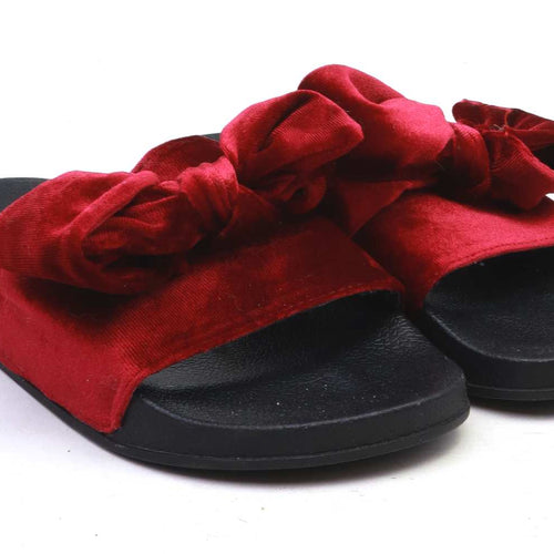 Preworn Womens EU Size 38 Red Velvet Bow Sliders