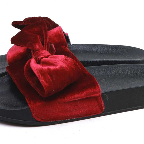 Preworn Womens EU Size 38 Red Velvet Bow Sliders
