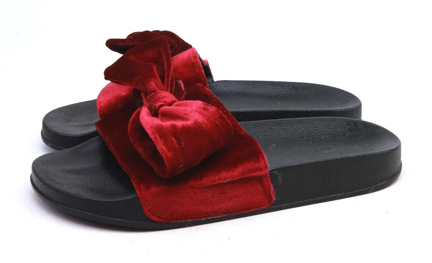 Preworn Womens EU Size 38 Red Velvet Bow Sliders