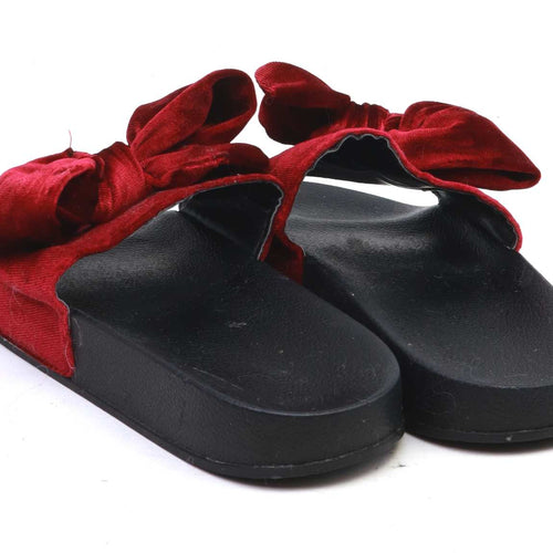 Preworn Womens EU Size 38 Red Velvet Bow Sliders