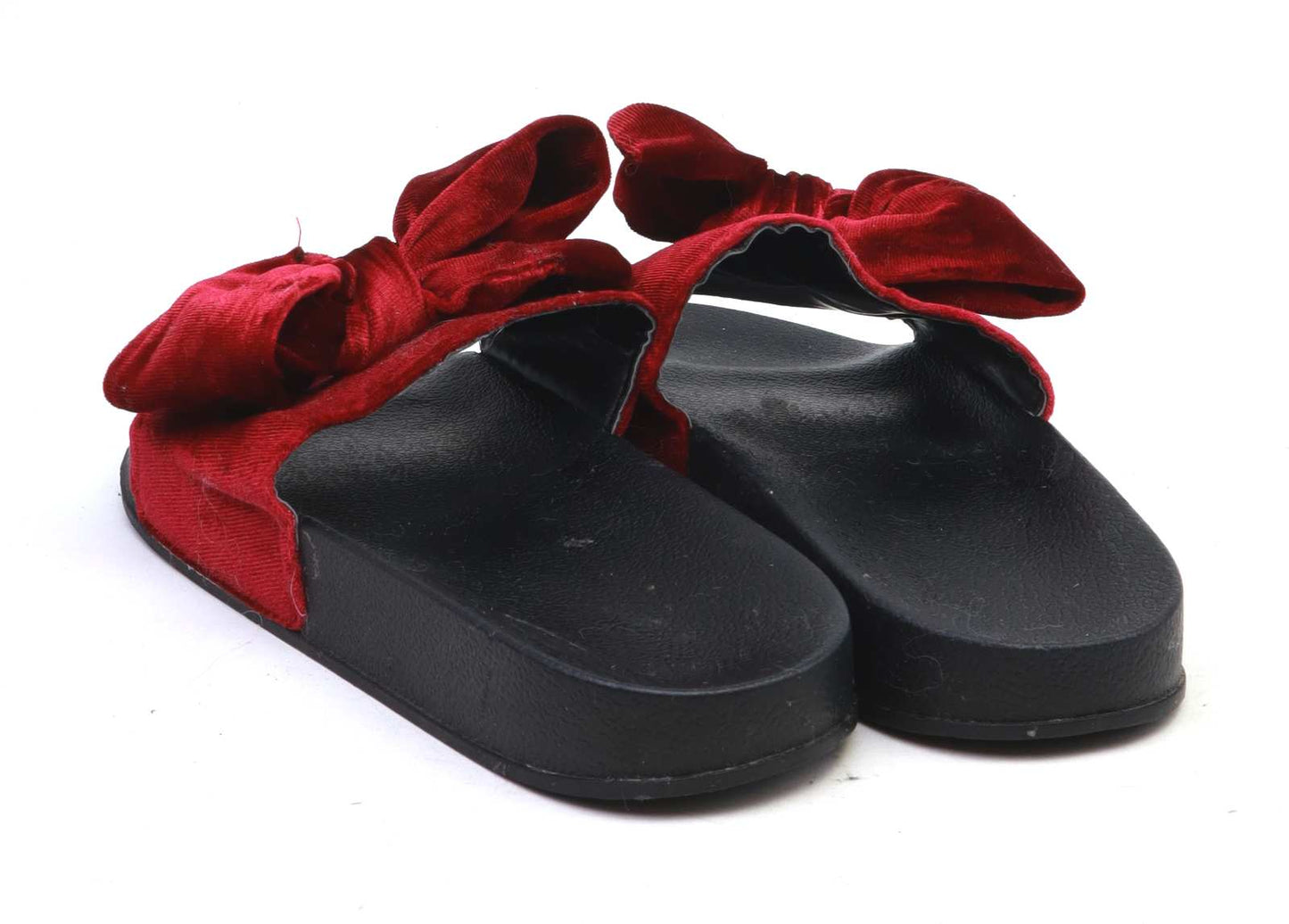Preworn Womens EU Size 38 Red Velvet Bow Sliders