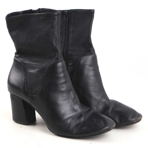 Marks & Spencer Womens UK Size 7.5 Black Leather Ankle Boots