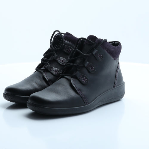 Hotter Womens Black  Faux Leather Desert Boot UK 5