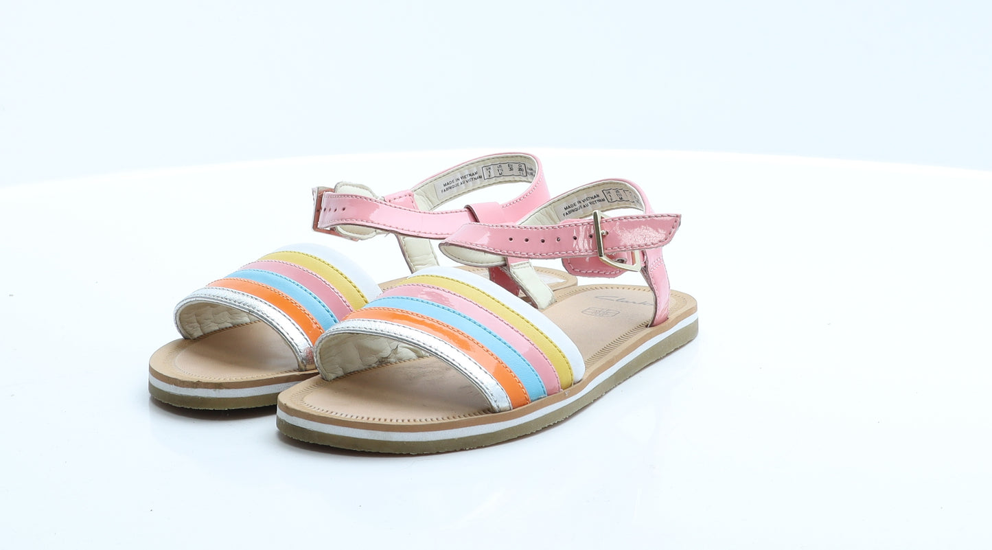 Clarks Girls Multicoloured Striped Rubber Flat Sandal 1