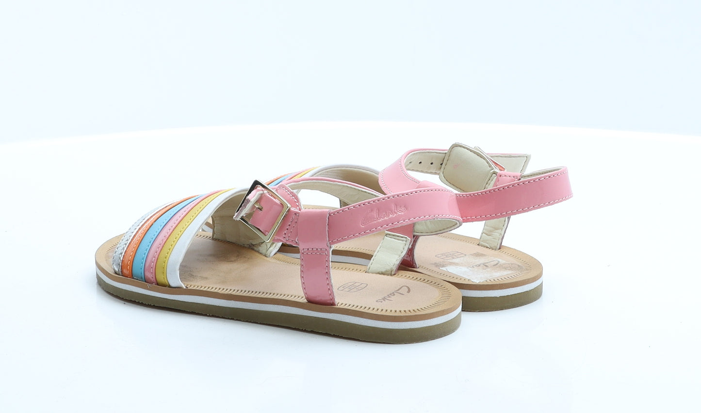 Clarks Girls Multicoloured Striped Rubber Flat Sandal 1