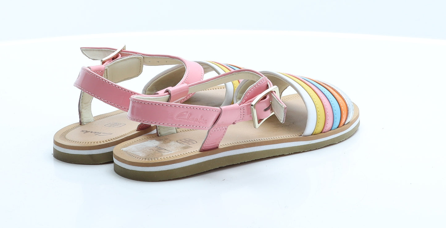 Clarks Girls Multicoloured Striped Rubber Flat Sandal 1