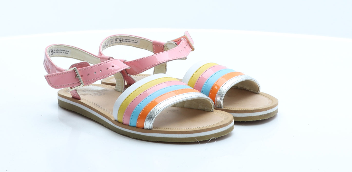 Clarks Girls Multicoloured Striped Rubber Flat Sandal 1