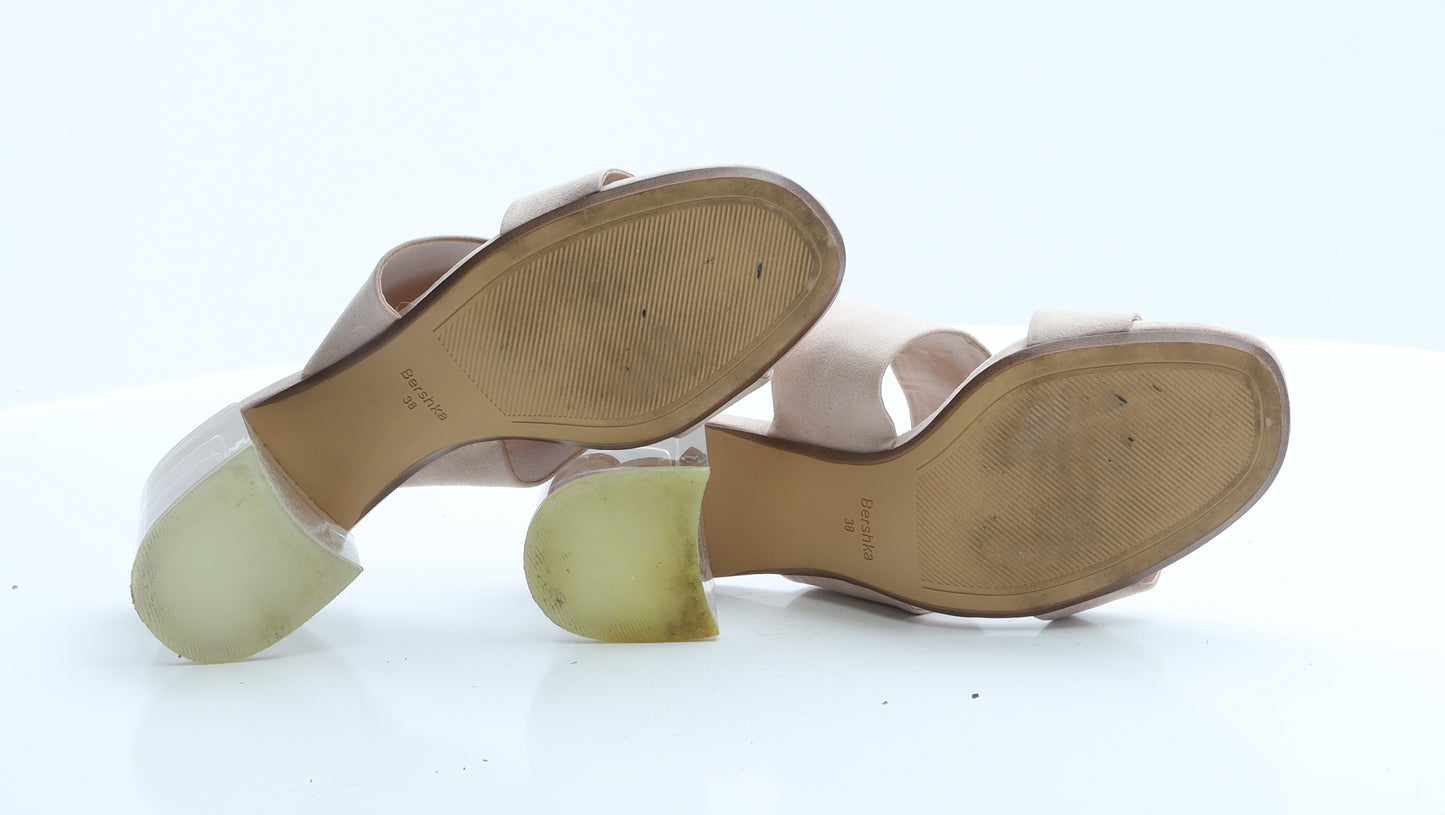 Bershka Womens Pink  Polyester Mule Heel 5 EUR 38