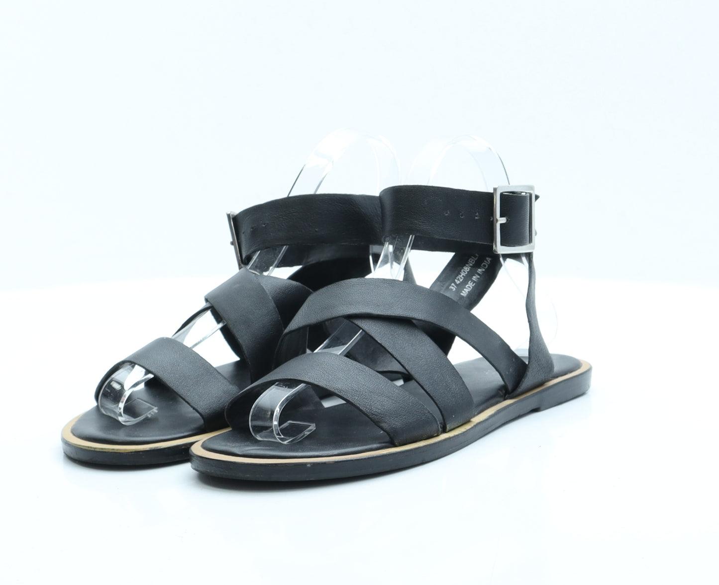 Topshop Womens Black  Polyester Strappy Sandal 4