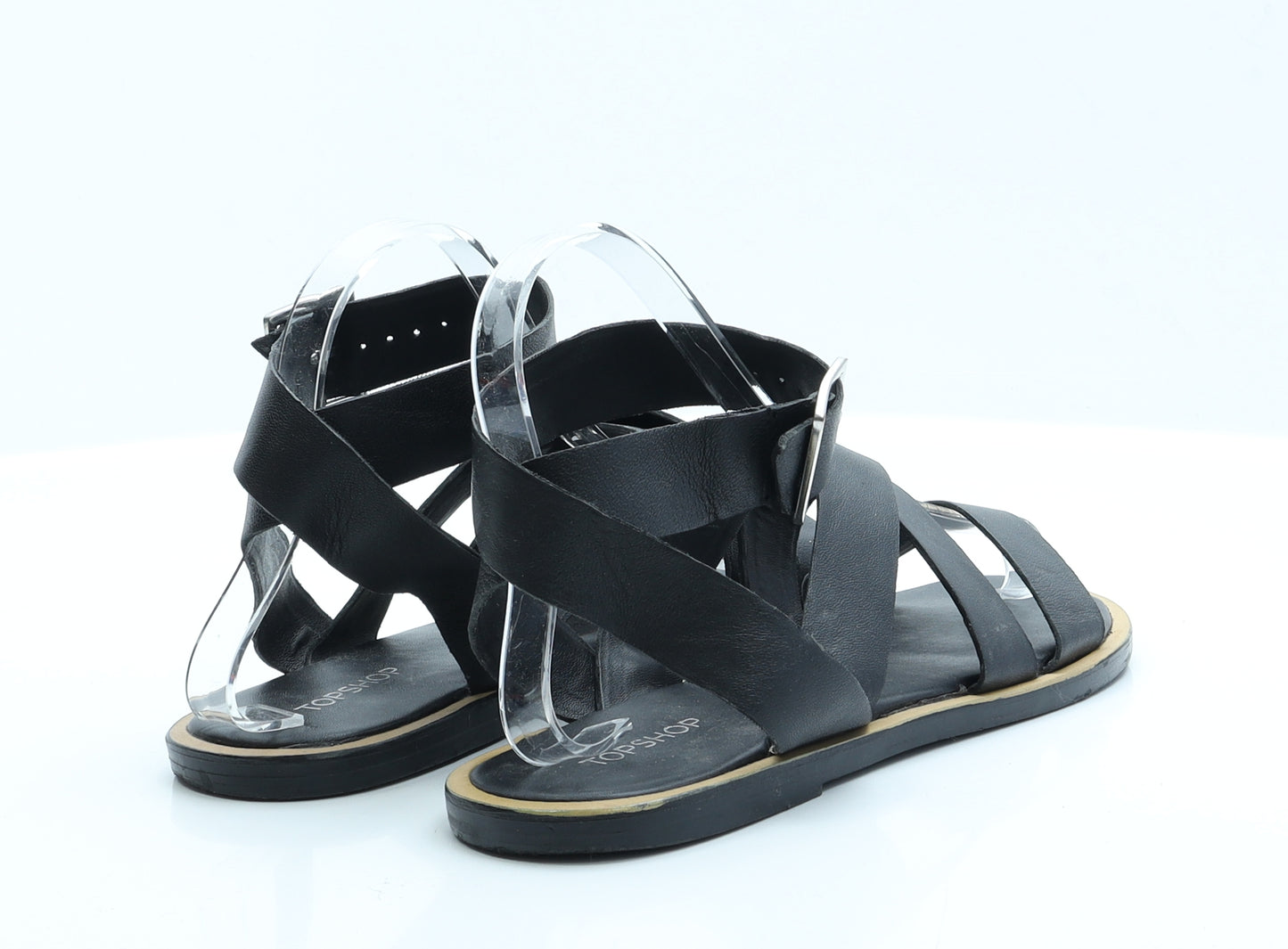 Topshop Womens Black  Polyester Strappy Sandal 4