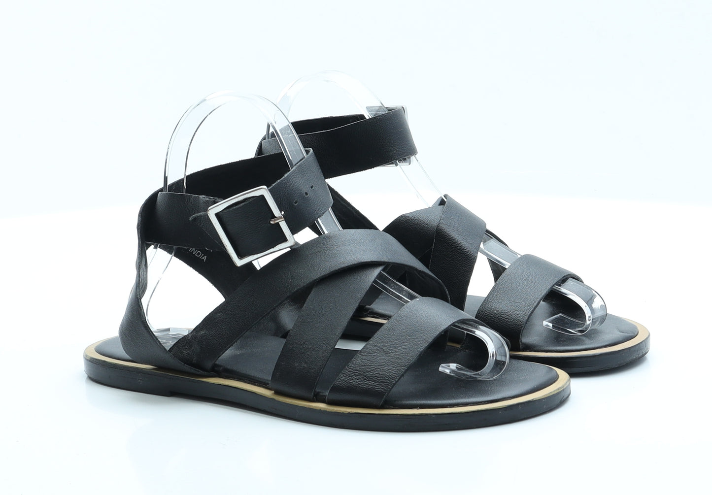 Topshop Womens Black  Polyester Strappy Sandal 4