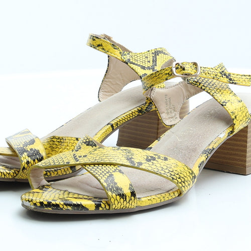 Primark Womens Yellow Animal Print Polyurethane Slingback Heel 6 EUR 39