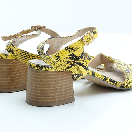 Primark Womens Yellow Animal Print Polyurethane Slingback Heel 6 EUR 39