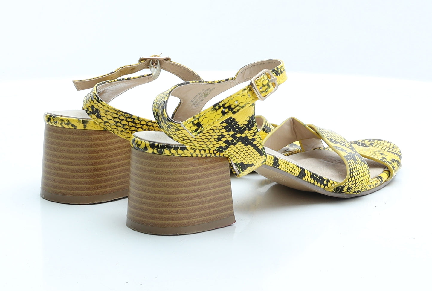 Primark Womens Yellow Animal Print Polyurethane Slingback Heel 6 EUR 39
