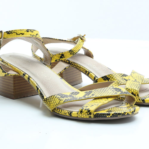 Primark Womens Yellow Animal Print Polyurethane Slingback Heel 6 EUR 39