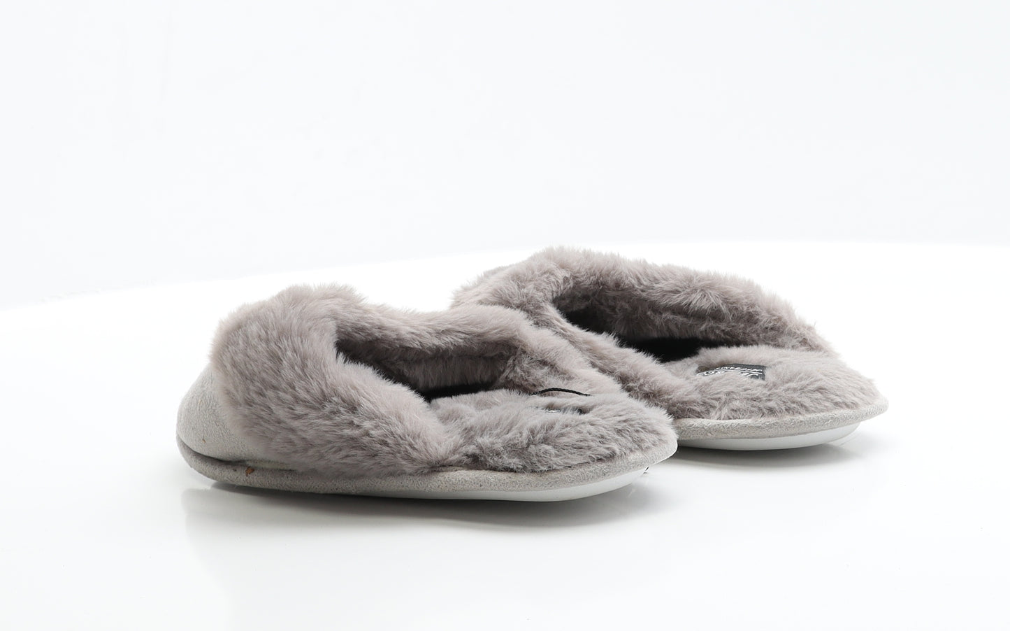 Jeff&Co Womens Grey  Polyester Slip On Slipper 4 37