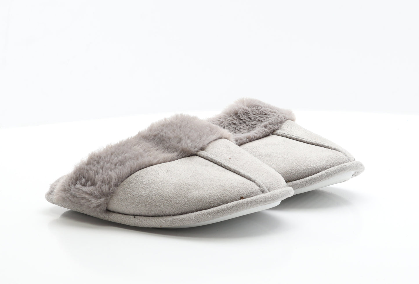 Jeff&Co Womens Grey  Polyester Slip On Slipper 4 37