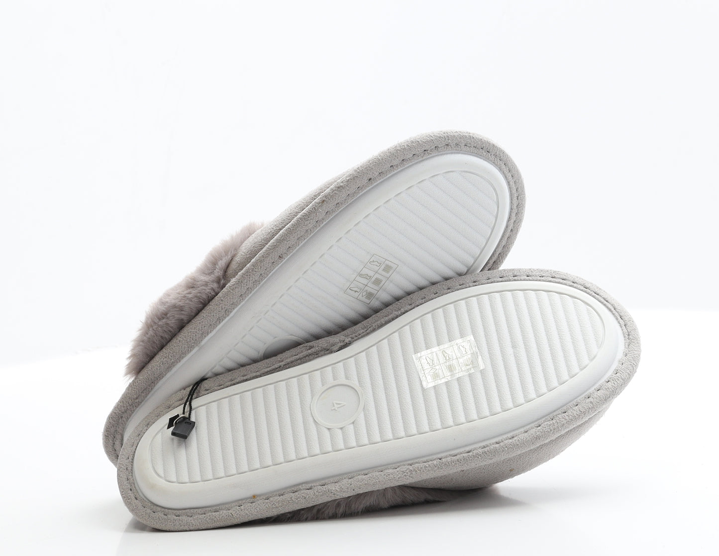 Jeff&Co Womens Grey  Polyester Slip On Slipper 4 37
