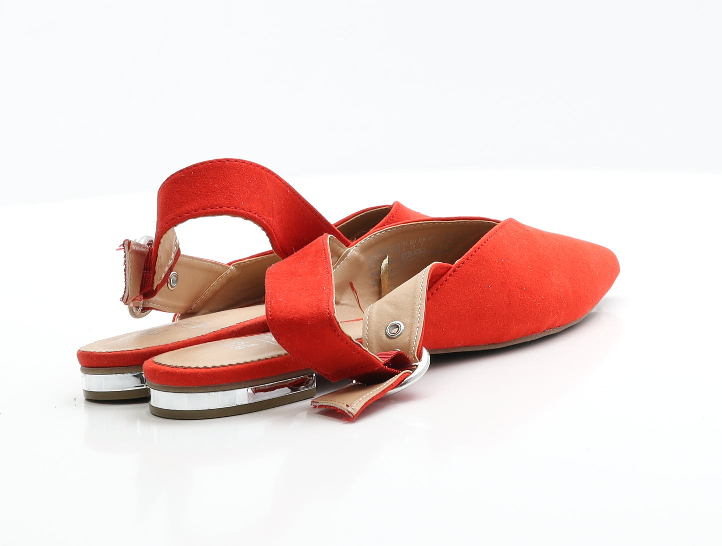 F&F Womens Red  Suede Slingback Flat 6 39