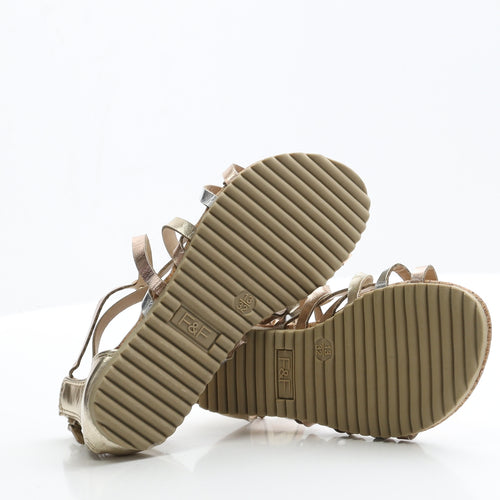 F&F Girls Gold  Polyester Strappy Flat 13 EUR 32