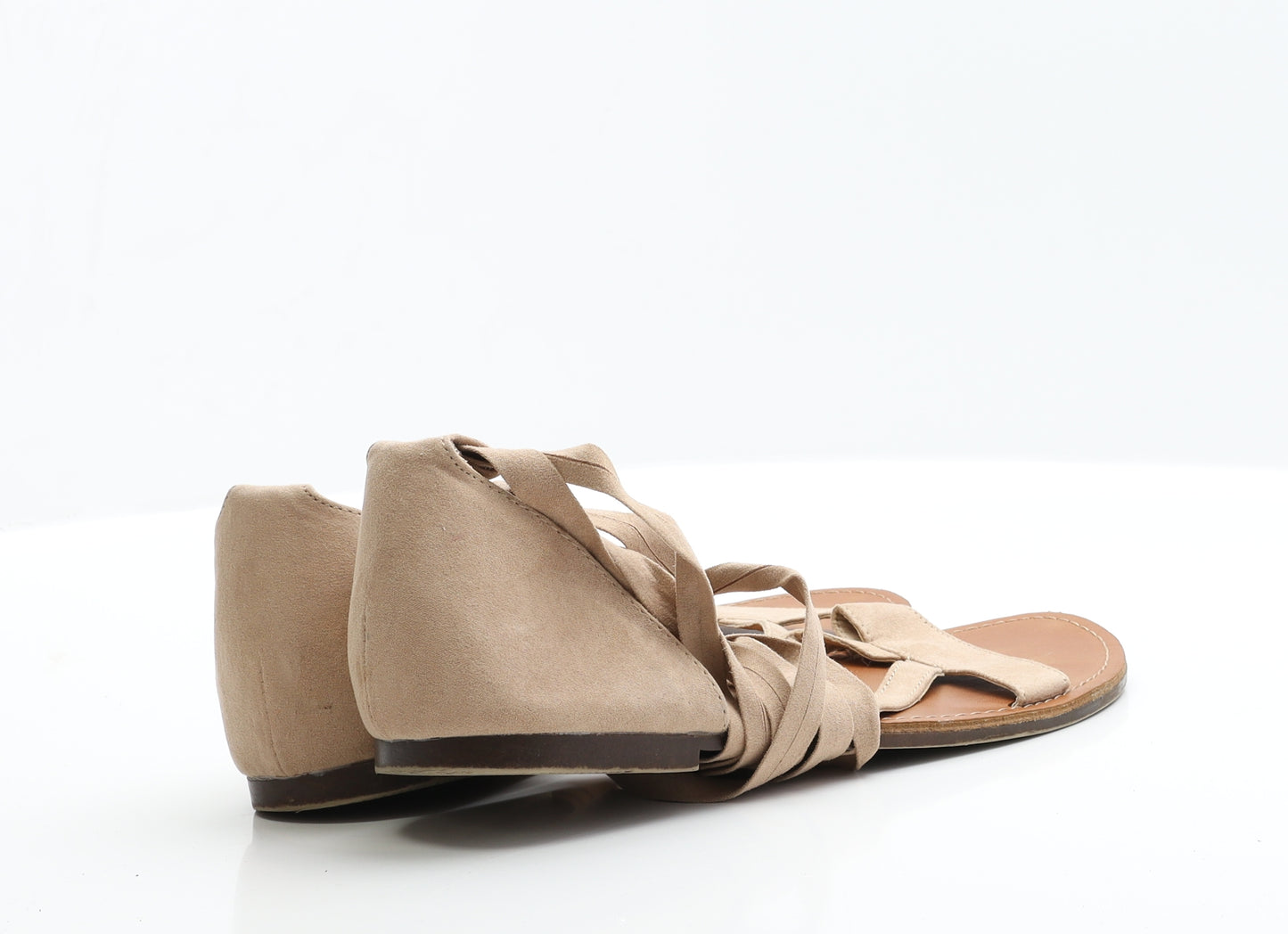 London Rebel Womens Beige  Suede Flat  6