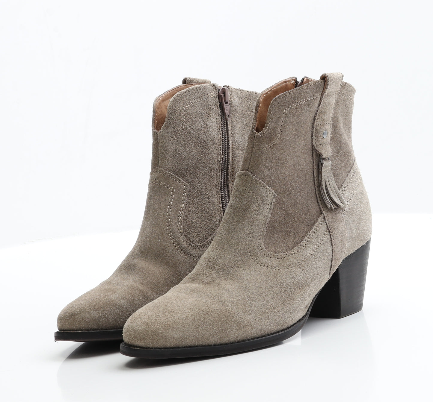 NEXT Womens Beige  Suede Cowboy Boot 3.5 EUR 36