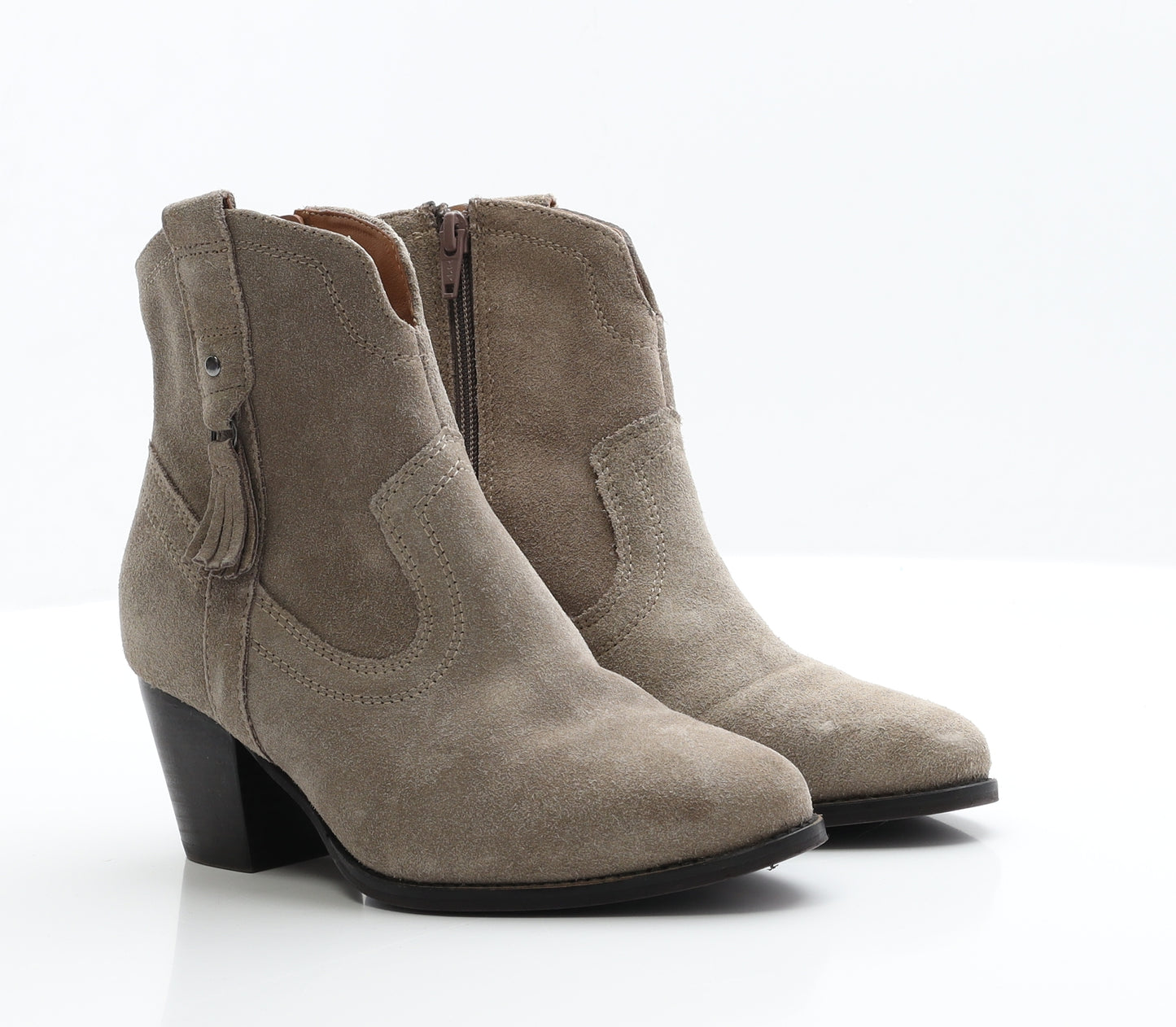 NEXT Womens Beige  Suede Cowboy Boot 3.5 EUR 36