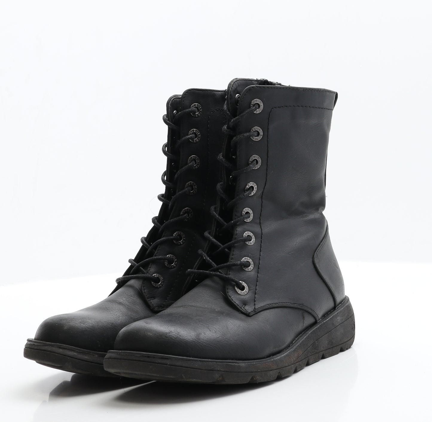 HeavenlyFeet Womens Black  Polyester Biker Boot 4