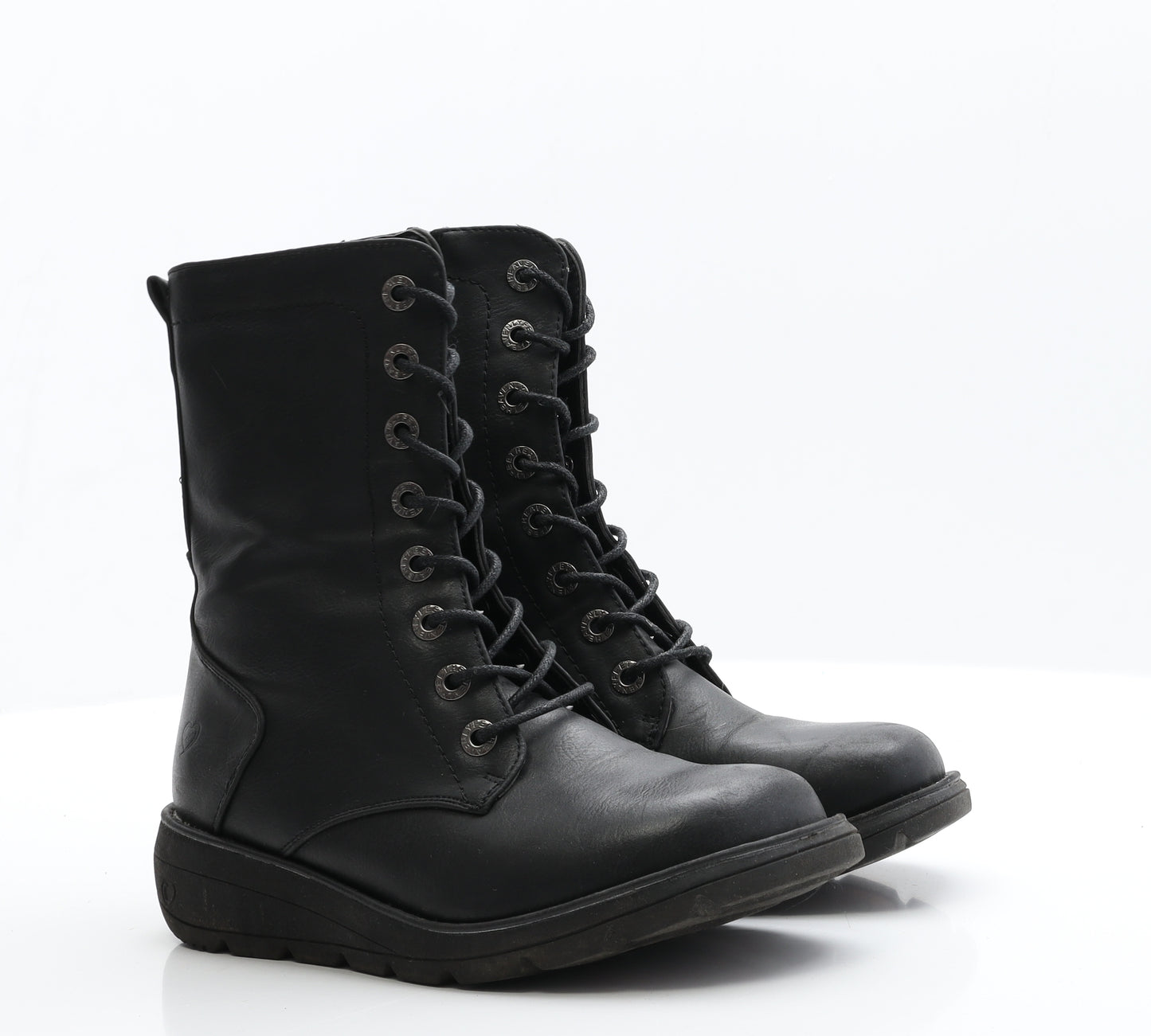 HeavenlyFeet Womens Black  Polyester Biker Boot 4