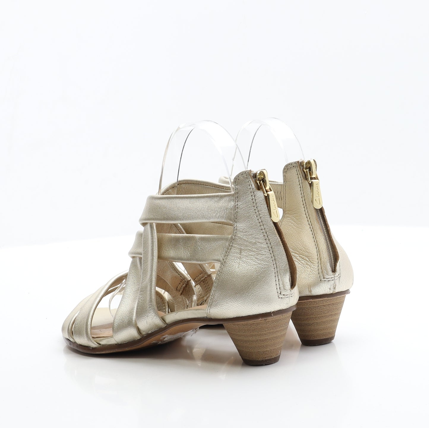 Clarks Womens Gold  Polyester Strappy Heel 5 EUR 38