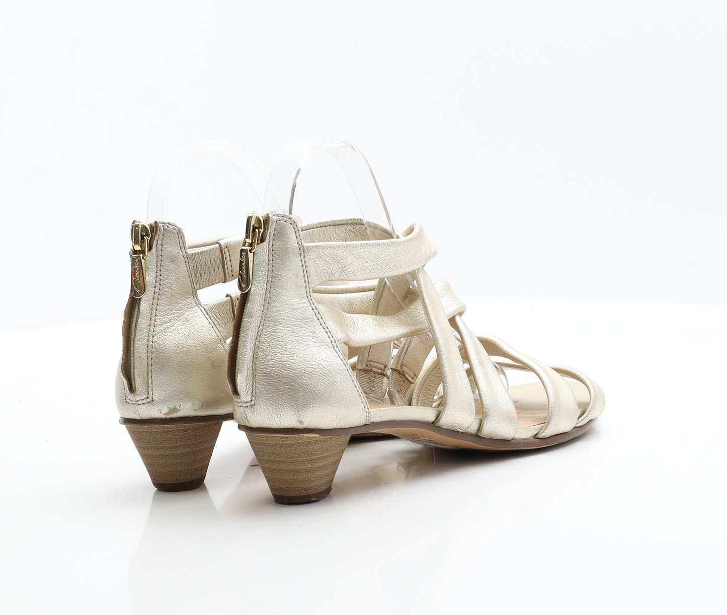 Clarks Womens Gold  Polyester Strappy Heel 5 EUR 38