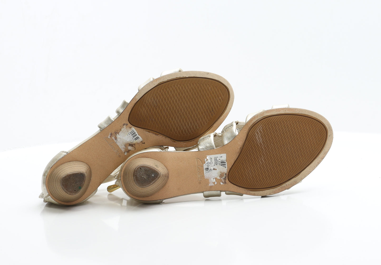 Clarks Womens Gold  Polyester Strappy Heel 5 EUR 38